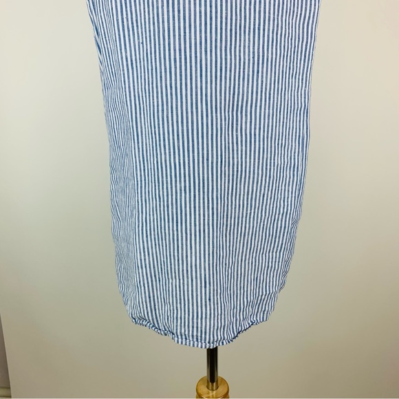 J. Jill Blue Striped Button Down Linen Shirt Medium - Picture 11 of 13